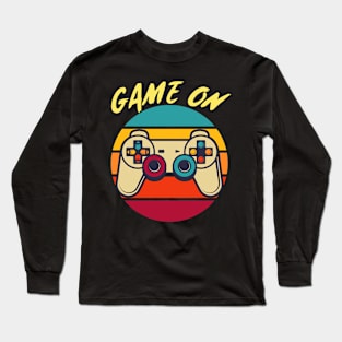 Game ON Vintage Retro Video Game Gaming Sunset Long Sleeve T-Shirt